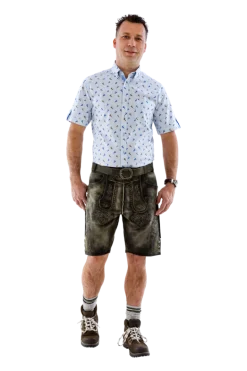 Blå Skjorte med Oktoberfest Print, 100% Bomuld