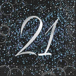 Blue Glitz '21 År' Servietter