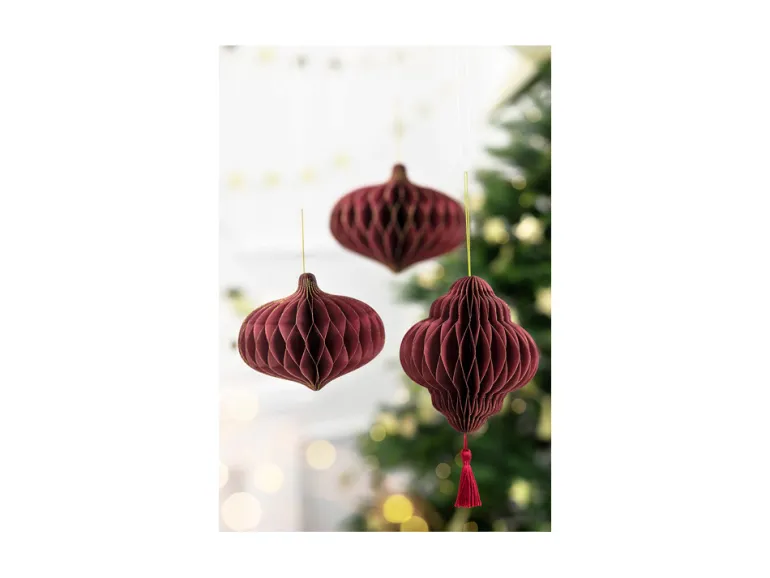 Bordeaux Oval Juleornament, 16 x 15 cm