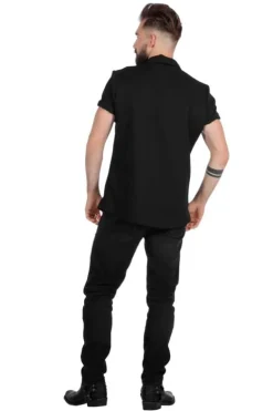 Bowling T-Shirt i Rød & Sort, 50's Skjorte