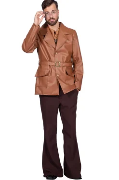 Brun Retro Faux Læderjakke