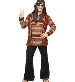 Brunt Hippie Herre Kostume
