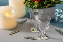 Buttet Vinglas m/Sølv Fod 15cl, 6 stk.