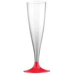 Champagneglas m/Rød Fod 14cl, 10 stk.