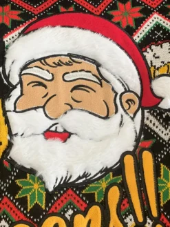 Cheers Santa! Sort Julesweater m/Plysset Skæg
