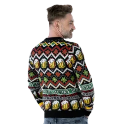 Cheers Santa! Sort Julesweater m/Plysset Skæg