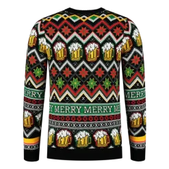 Cheers Santa! Sort Julesweater m/Plysset Skæg