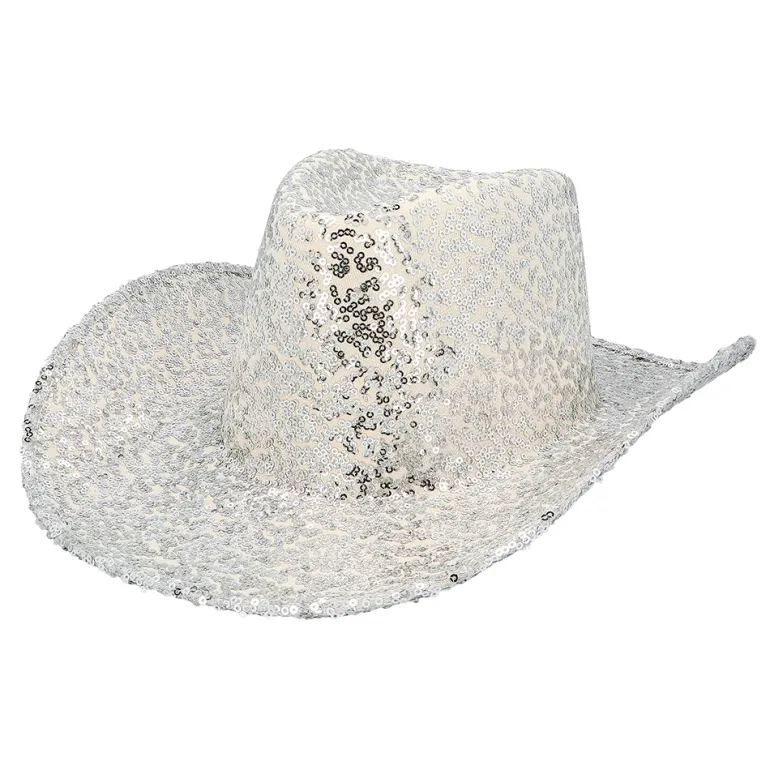 Cowboyhat med Sølv Pailetter