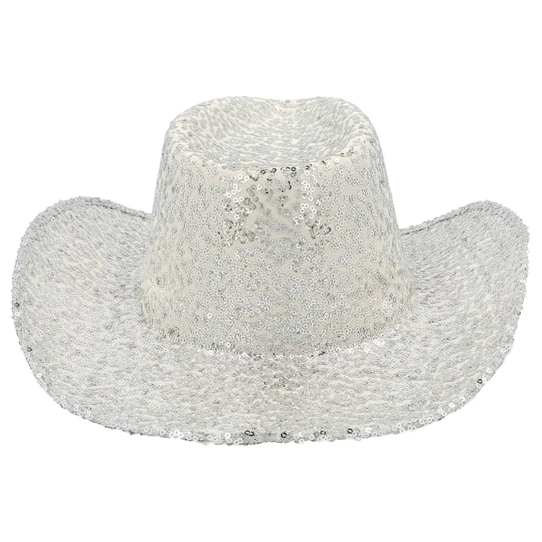 Cowboyhat med Sølv Pailetter
