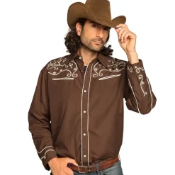 Cowboyskjorte Brun med Syninger