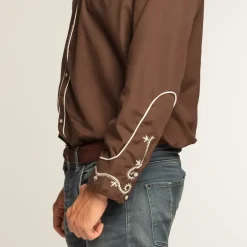 Cowboyskjorte Brun med Syninger
