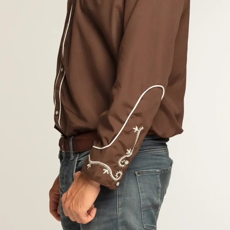 Cowboyskjorte Brun med Syninger