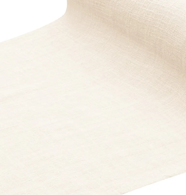 Cremefarvet Dug i Vasket Bomuld, 125 x 240 cm