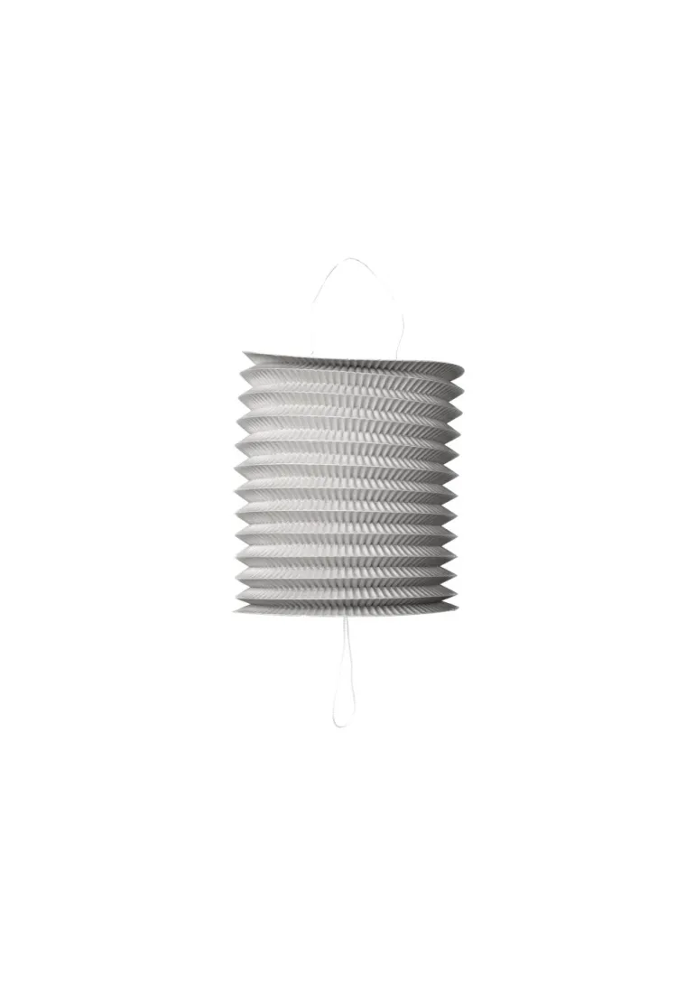 Cylinder Papir Lanterne i Sølv, 16 cm