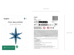 3D Folie Ballon Stjerne, 50 cm, Marineblå Blå