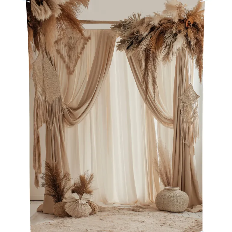 Draperingsstof i Natur Brun, 150 x 210 cm