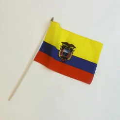 Ecuador Stofflag på Træpind, 30x45 cm