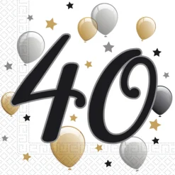 Fødselsdags Ballon Servietter - 'Happy 40'