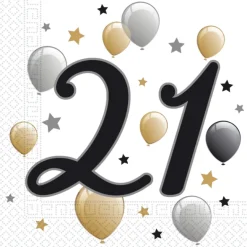 Fødselsdags Ballon Servietter - 'Happy 21'