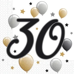 Fødselsdags Ballon Servietter - 'Happy 30'