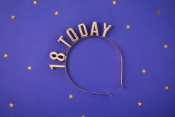 Fødselsdags Hårbøjle "18 TODAY" Metallic Guld