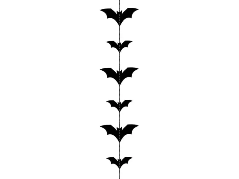 Flagermus Papir Guirlande Sort - Halloween Pynt