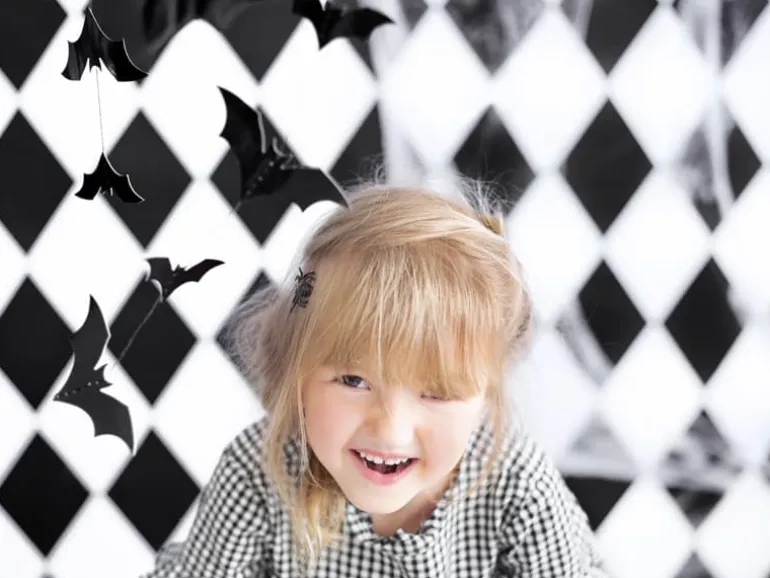 Flagermus Papir Guirlande Sort - Halloween Pynt