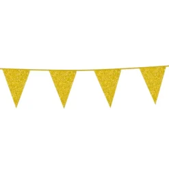 Flagguirlande m/Guld Glitter Vimpler 20x30cm, 6M