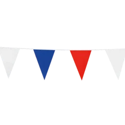 Flagguirlande 10M m/Blå, Røde & Hvide Vimpler