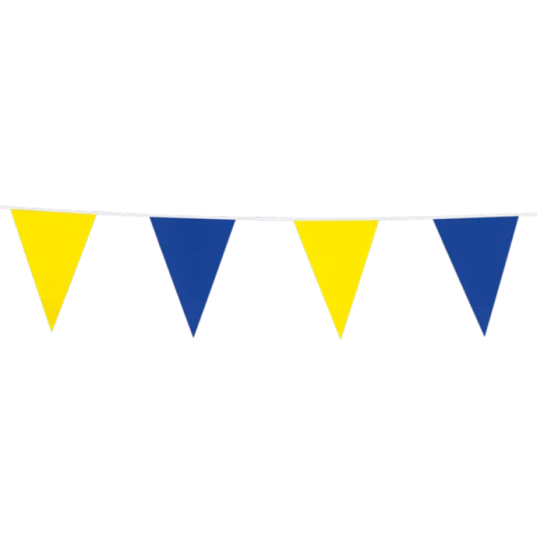 Flagguirlande 10M med Blå & gule vimpel flag (30cm X 20cm)