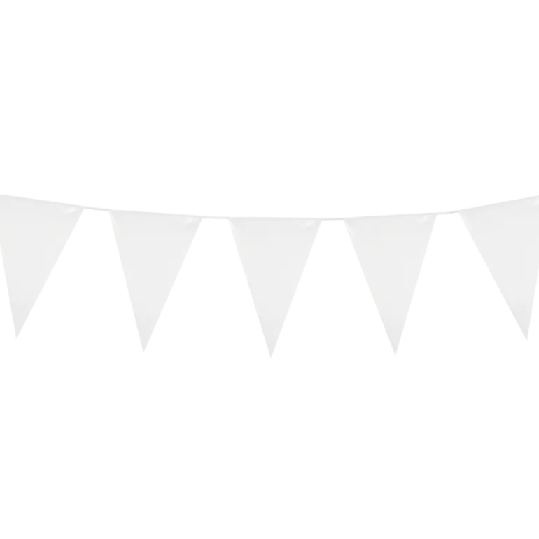Flagguirlande 10M med hvide vimpel flag (30cm X 20cm)