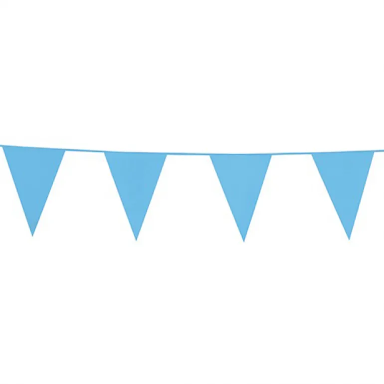 Flagguirlande 10M med lyseblå vimpel flag (30cm X 20cm)