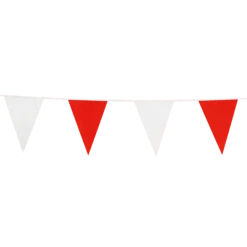 Flagguirlande 10M med Røde & hvide vimpel flag (30cm X 20cm)
