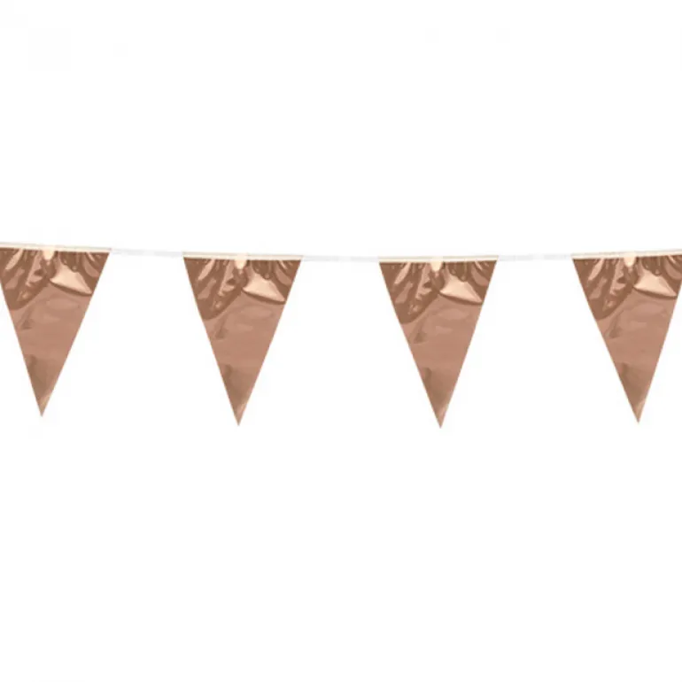 Flagguirlande 10M med Rosegold vimpel flag (30cm X 20cm)