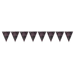 Flagguirlande 4M med Sparkling ''Happy Birthday'' vimpel flag (sort & pink)