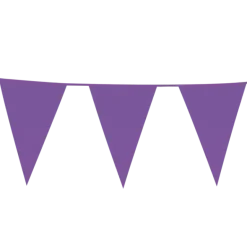 Flagguirlande 10M med store lilla vimpel flag (45cm X 30cm)