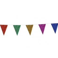 Flagguirlande Multifarvet Glitter, 20 x 30cm