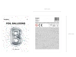 Folie Ballon Bogstaver ''B'', 35 cm, Sølv