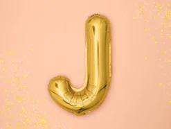 Folie Ballon Bogstaver ''J'', 35 cm, Guld