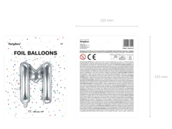 Folie Ballon Bogstaver ''M'', 35 cm, Sølv