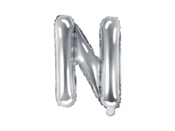 Folie Ballon Bogstaver ''N'', 35 cm, Sølv