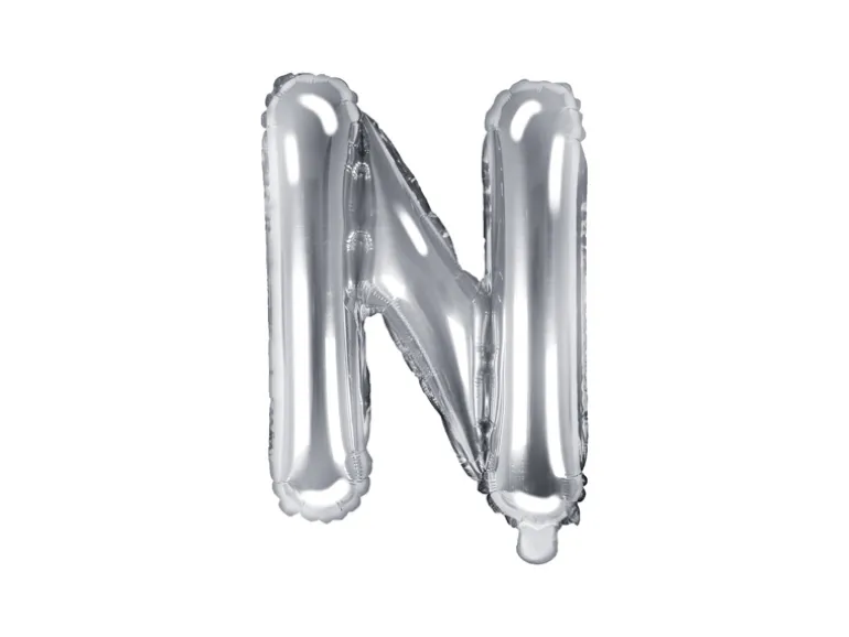 Folie Ballon Bogstaver ''N'', 35 cm, Sølv