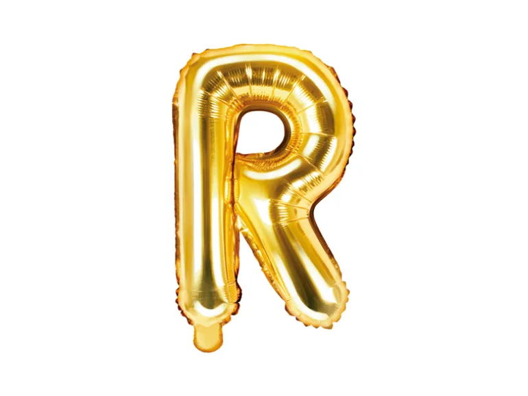 Folie Ballon Bogstaver ''R'', 35 cm, Guld