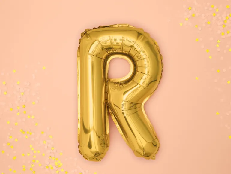 Folie Ballon Bogstaver ''R'', 35 cm, Guld