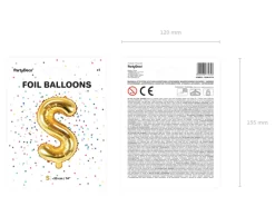 Folie Ballon Bogstaver ''S'', 35 cm, Guld