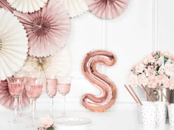 Folie Ballon Bogstaver ''S'', 35 cm, Rosegold