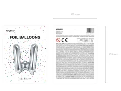 Folie Ballon Bogstaver ''W'', 35 cm, Sølv