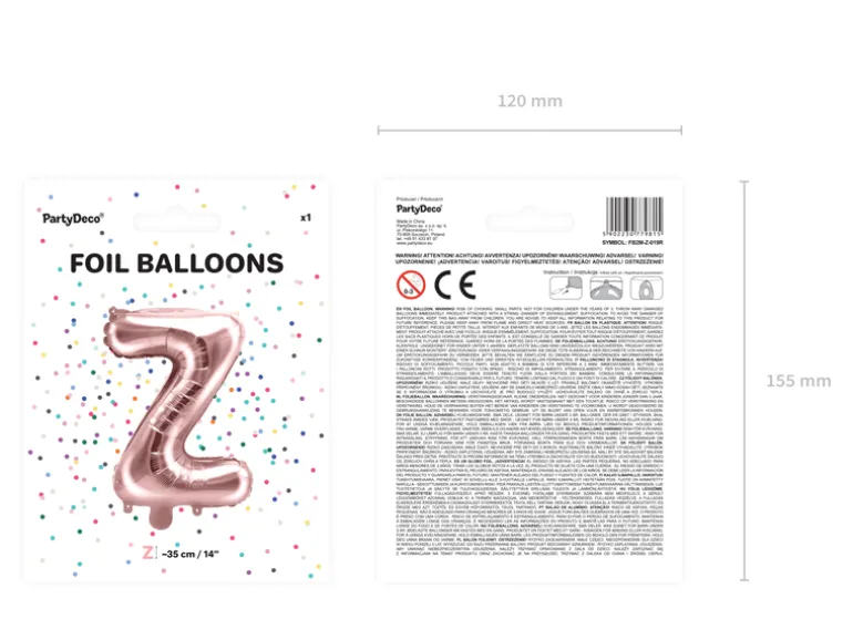 Folie Ballon Bogstaver ''Z'', 35 cm, Rosegold