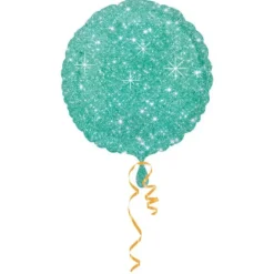 Folie Ballon - Faux Glitter Cirkel i Grøn, 43 cm