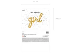 Folie Ballon Girl, Guld, 77 X 70 cm